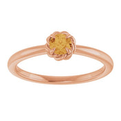 14K Rose Natural Citrine Solitaire Rope Ring