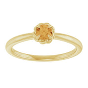 14K Yellow Natural Citrine Solitaire Rope Ring