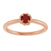 14K Rose Natural Mozambique Garnet Solitaire Rope Ring