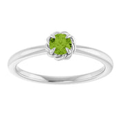 Sterling Silver Natural Peridot Solitaire Rope Ring
