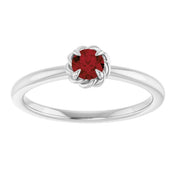 Platinum Natural Mozambique Garnet Solitaire Rope Ring