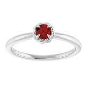 Platinum Natural Mozambique Garnet Solitaire Rope Ring
