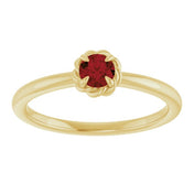 14K Yellow Natural Mozambique Garnet Solitaire Rope Ring