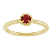 14K Yellow Natural Mozambique Garnet Solitaire Rope Ring