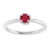 Platinum Natural Ruby Solitaire Rope Ring