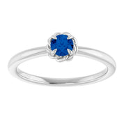 Platinum Lab-Grown Blue Sapphire Solitaire Rope Ring