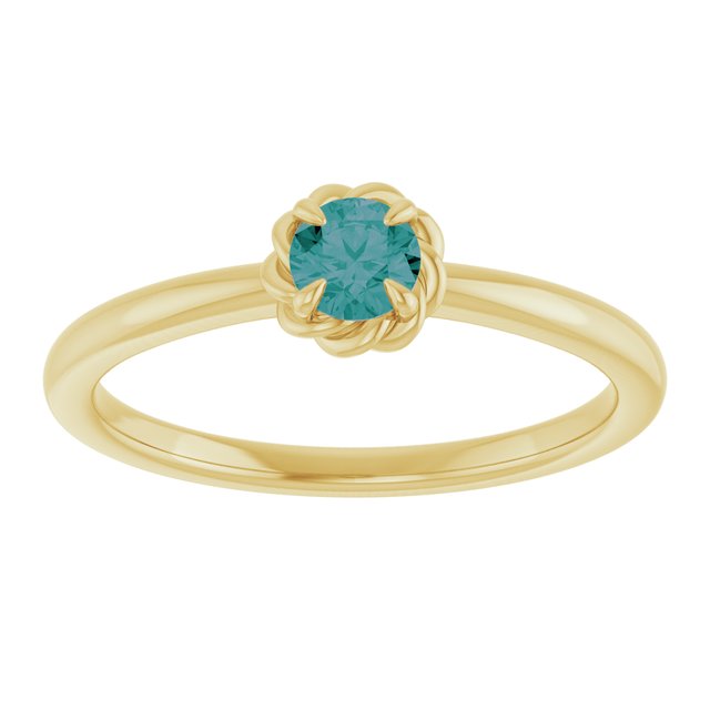 14K Yellow Lab-Grown Alexandrite Solitaire Rope Ring
