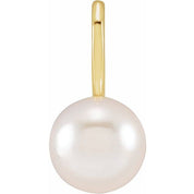 14K Yellow Cultured White Akoya Pearl Charm/Pendant
