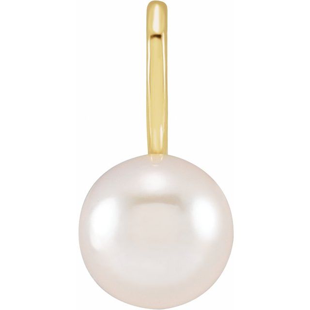 14K Yellow Cultured White Akoya Pearl Charm/Pendant