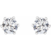 14K White 4.4 mm Imitation White Cubic Zirconia Stud Earrings