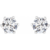 14K White 4.4 mm Imitation White Cubic Zirconia Stud Earrings
