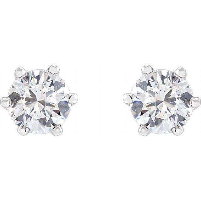 14K White 4.4 mm Imitation White Cubic Zirconia Stud Earrings