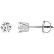 14K White 4.4 mm Imitation White Cubic Zirconia Stud Earrings