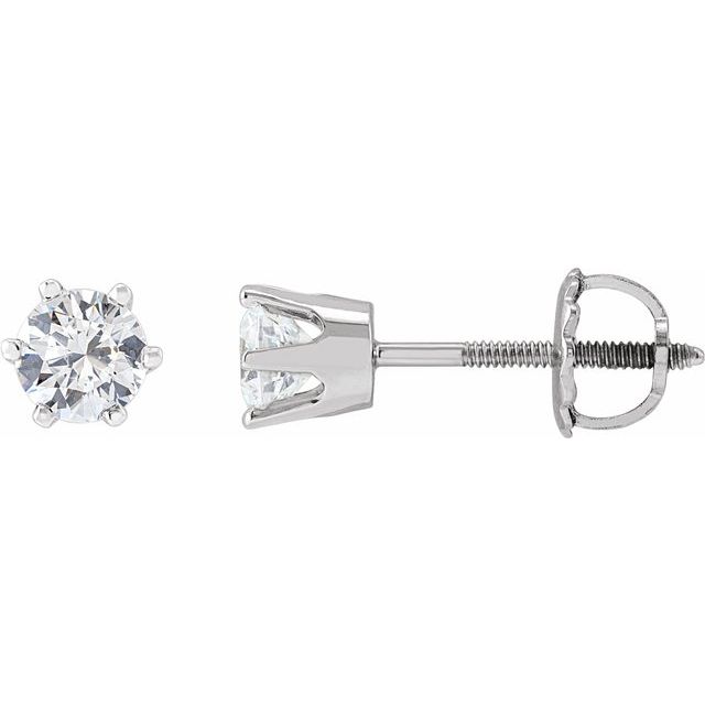 14K White 4.4 mm Imitation White Cubic Zirconia Stud Earrings