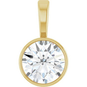 14K Yellow 9/10 CT Lab-Grown Diamond Bezel-Set Solitaire Pendant
