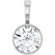 Sterling Silver 9/10 CT Lab-Grown Diamond Bezel-Set Solitaire Pendant