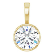 14K Yellow 5/8 CT Lab-Grown Diamond Bezel-Set Solitaire Pendant
