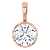 14K Rose 3/4 CT Natural Diamond Bezel-Set Solitaire Pendant