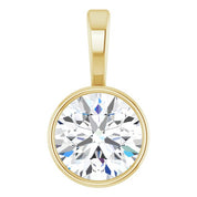 14K Yellow 3/4 CT Natural Diamond Bezel-Set Solitaire Pendant