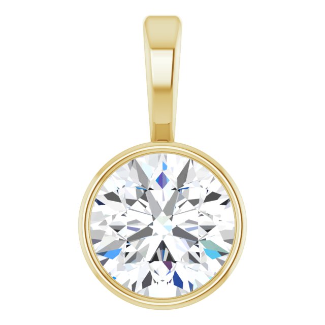 14K Yellow 3/4 CT Natural Diamond Bezel-Set Solitaire Pendant