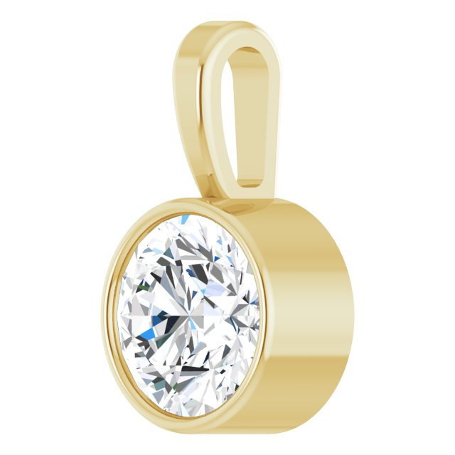 14K Yellow 3/4 CT Natural Diamond Bezel-Set Solitaire Pendant