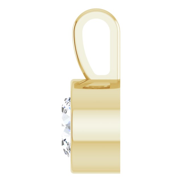 14K Yellow 3/4 CT Natural Diamond Bezel-Set Solitaire Pendant