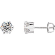 14K White 6 mm Imitation White Cubic Zirconia Stud Earrings