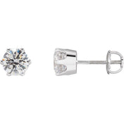 14K White 6.5 mm Imitation White Cubic Zirconia Stud Earrings