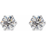 14K White 6.5 mm Imitation White Cubic Zirconia Stud Earrings