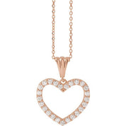 14K Rose 3/8 CTW Natural Diamond Heart 18" Necklace