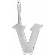 14K White Gothic Initial V Charm/Pendant