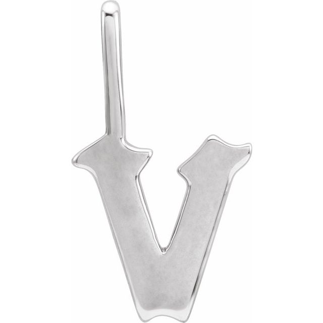 14K White Gothic Initial V Charm/Pendant