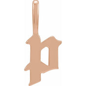 14K Rose Gothic Initial P Charm/Pendant