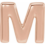 14K Rose Block Initial M Slide Pendant