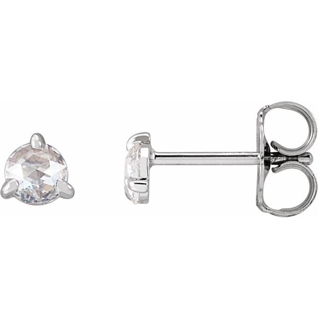 14K White 1/5 CTW Rose-Cut Natural Diamond Stud Earrings
