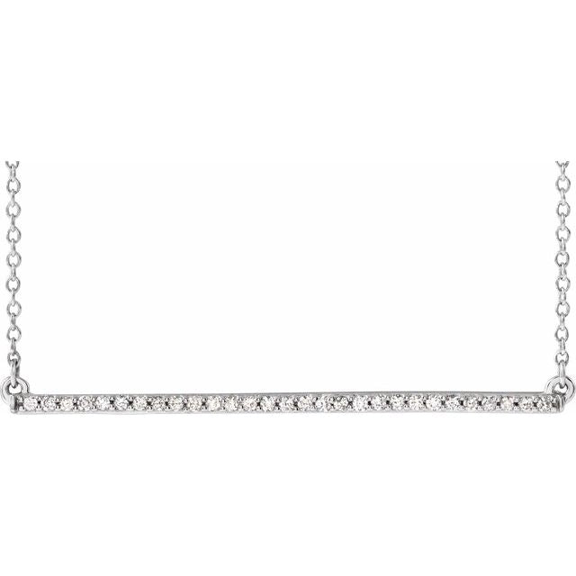 14K White 1/6 CTW Natural Diamond Bar 16-18" Necklace