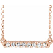 14K Rose 1/8 CTW Lab-Grown Diamond French-Set Bar 18" Necklace