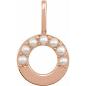 14K Rose Cultured White Freshwater Pearl Initial O Charm/Pendant