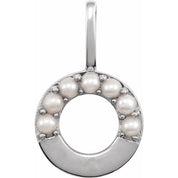 14K White Cultured White Freshwater Pearl Initial O Charm/Pendant