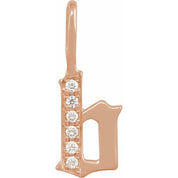 14K Rose .05 CTW Natural Diamond Gothic Initial B Charm/Pendant