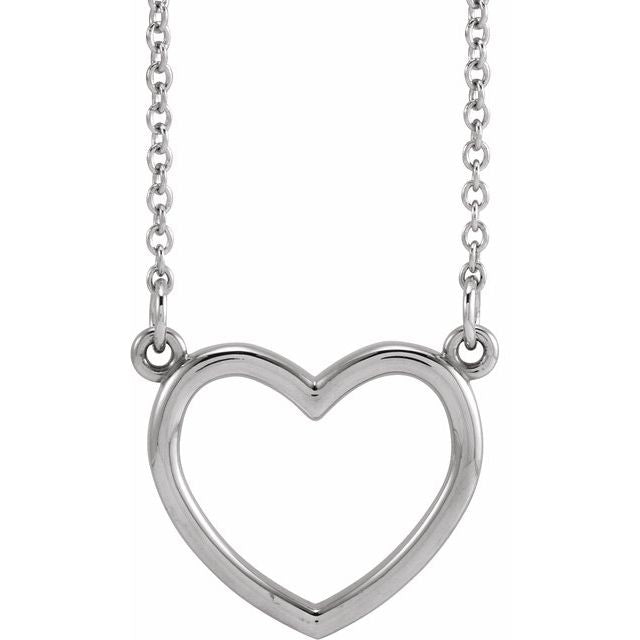 14K White Heart 16" Necklace