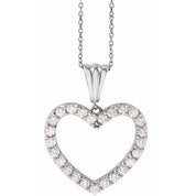 14K White 1 CTW Natural Diamond Heart 18" Necklace