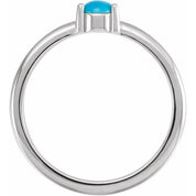 14K White Natural Turquoise Cabochon Ring