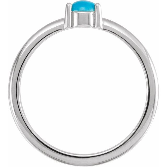 14K White Natural Turquoise Cabochon Ring