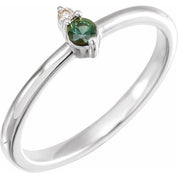 Sterling Silver Natural Green Sapphire & .015 CT Natural Diamond Ring