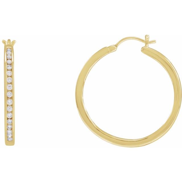 14K Yellow 1/2 CTW Natural Diamond Hoop Earrings