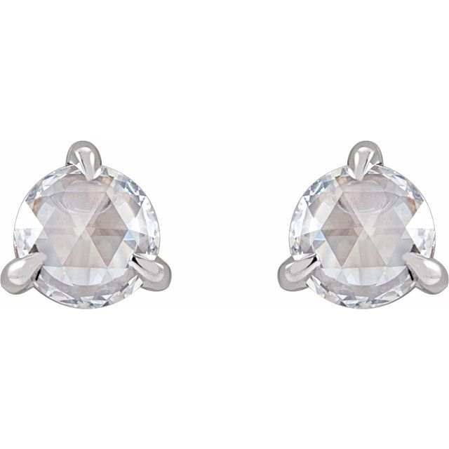 14K White 1/4 CTW Rose-Cut Natural Diamond Stud Earrings