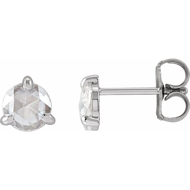 Platinum 5 mmRose-Cut Lab-Grown Moissanite Stud Earrings