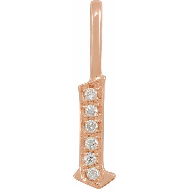 14K Rose .04 CTW Natural Diamond Gothic Initial L Charm/Pendant