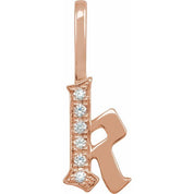 14K Rose .04 CTW Natural Diamond Gothic Initial K Charm/Pendant